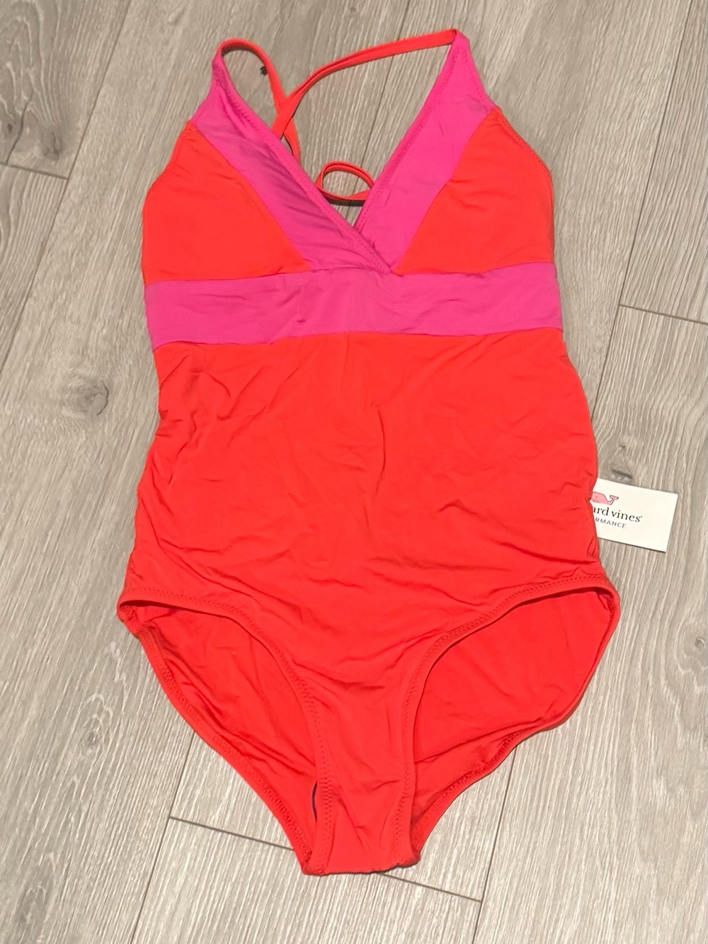 Vineyard Vines Pink & Coral Colorblock One-Piece Swimsuit XXS NWT